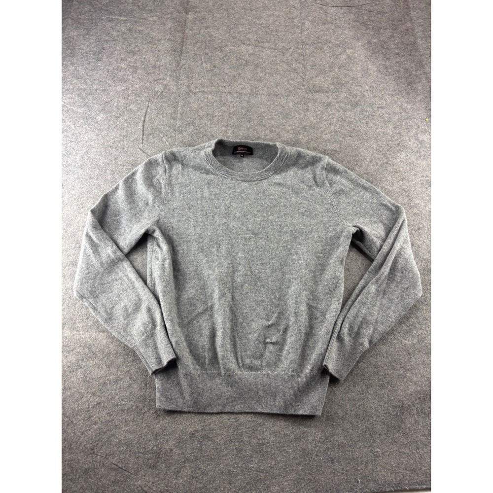 Quince Mongolian Cashmere Crewneck Sweater Heather Gray Size M Preppy Chic SEE